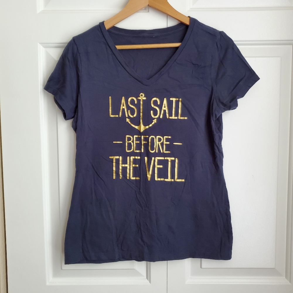 Navy-blue v-neck top